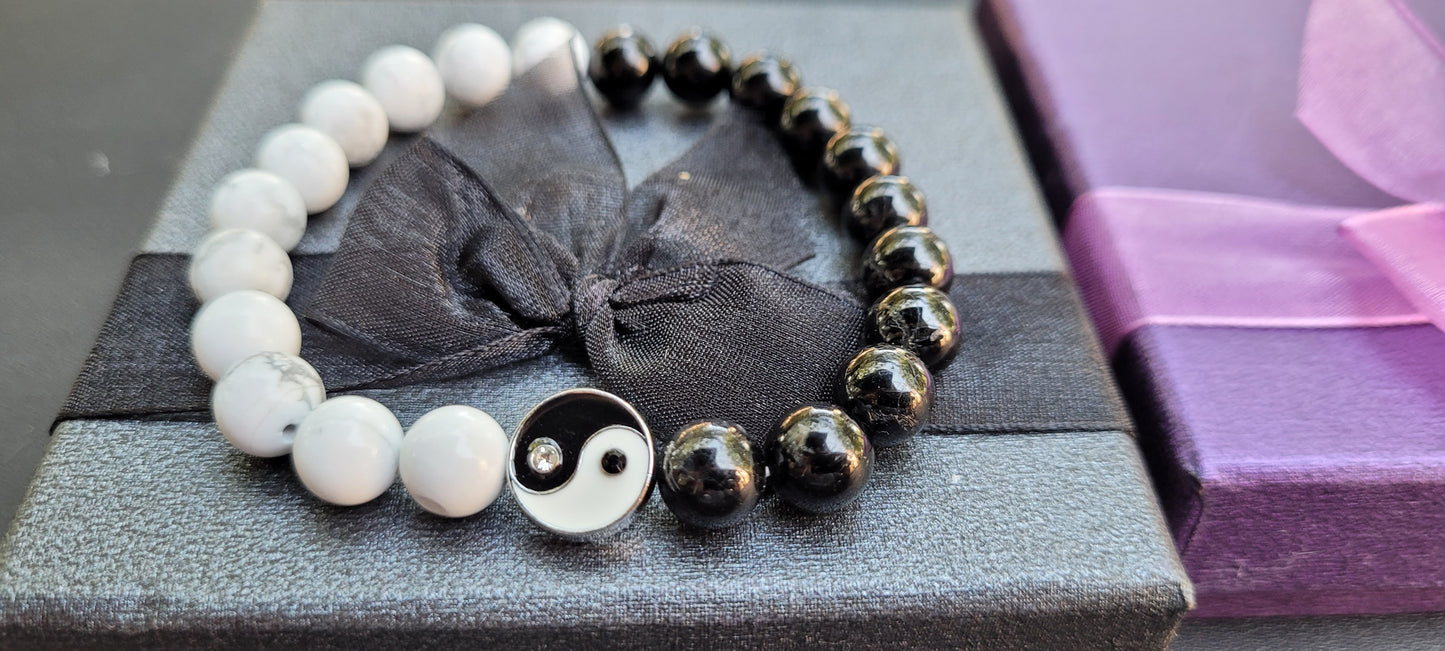 Protection & Peace Tourmaline Howlite Beaded Bracelet