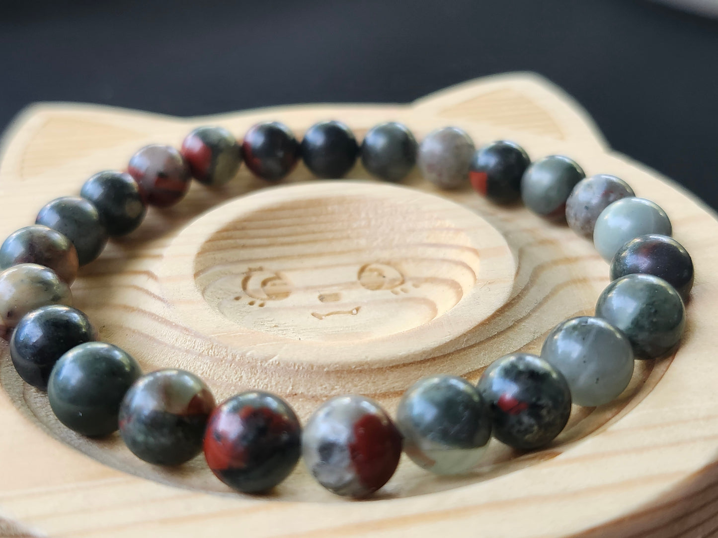 African Bloodstone Beaded Bracelet