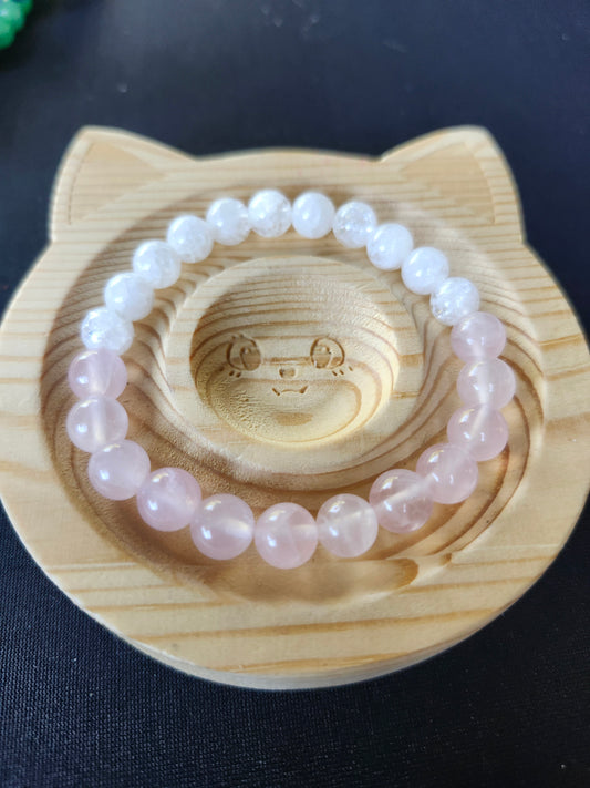 Rose & Crackle Quartz Beaded Bracelet