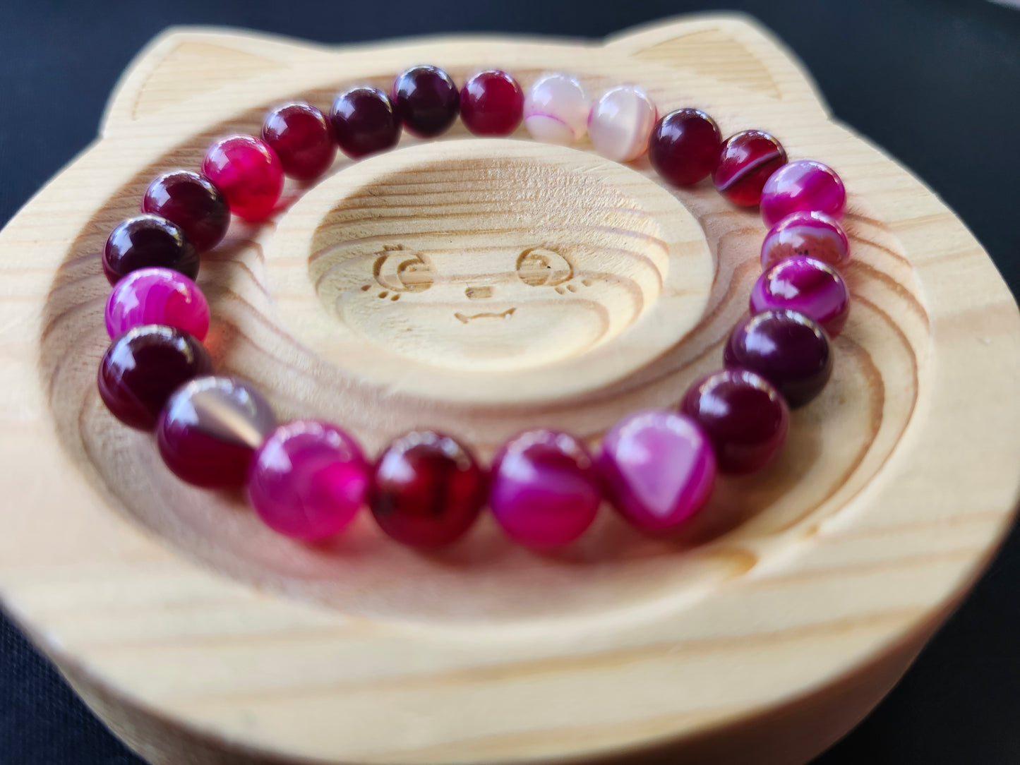 Fuschia Banded Agate Bracelet