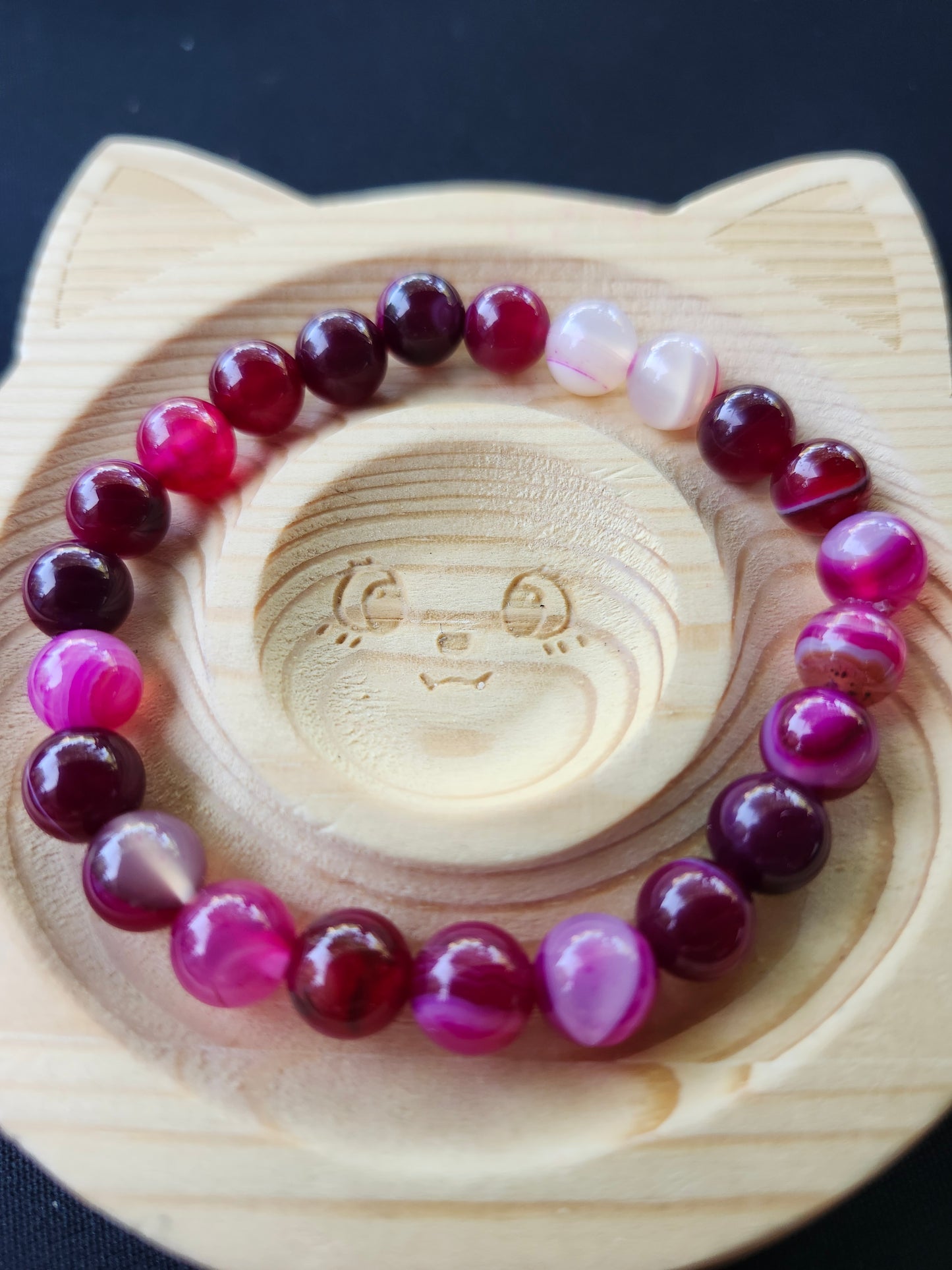 Fuschia Banded Agate Bracelet